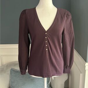 Nation LTD Deep Purple V-Neck Blouse